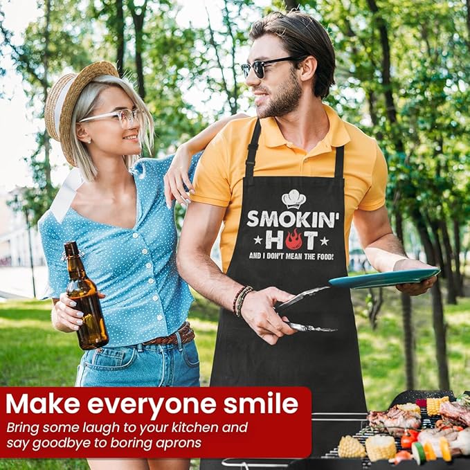 SANDJEST Funny Apron for Dad - Birthday Father’s Day Cooking Grilling Gifts for Mens