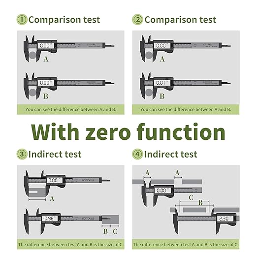 Digital Caliper 0-12" Measuring Tool with Metal Ruler, Micrometer Caliper with Auto-Off Feature, Interchangeable Between inches and millimeters for DIY/Household and 3D Printing, Black