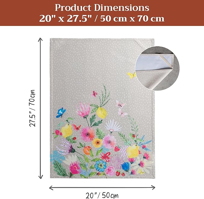 Maison d' Hermine Kitchen Towels Set of 3 100% Cotton 27.50" x 20" Reusable Cloth Tea Dish Towels Absorbent with Hanging Loop for Kitchen Gifts for Mothers Day Spring/Summer (Jardin D'Ete - Fog)