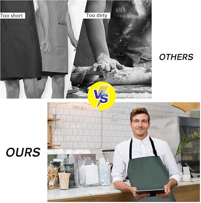 Gotega Waterproof Rubber Vinyl Apron Adjustable Dishwasher Apron - Apron for Women Men Heavy Duty Work Apron