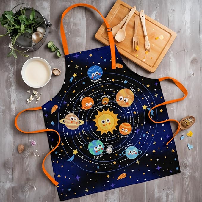 SANDJEST Kids Apron with Chefs Hat Set, Kitchen Apron Gifts