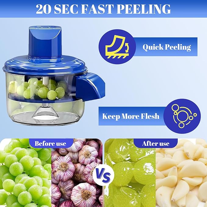 Automatic Vegetable Peeler, Electric Grape Peeling machine stainless steel, Rechargeable Home Kitchen Garlic Peeler Machine for Elderly, Easy to Use - Effortlessly Peels Vegetables and Fruit