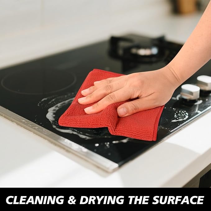 SINLAND Microfiber Rag Absorbent Cleaning Cloth Kitchen Dish Cloth Quick Dry Streak Free Dish Rags Glass Cloths 12inchx12inch 12 Pack