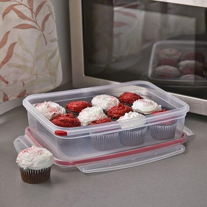 Sterilite Ultra-Seal 16 Cup Rectangle, Airtight Food Storage Container, Latching Lid, Microwave and Dishwasher Safe, Clear With Blue Gasket, 1-Pack