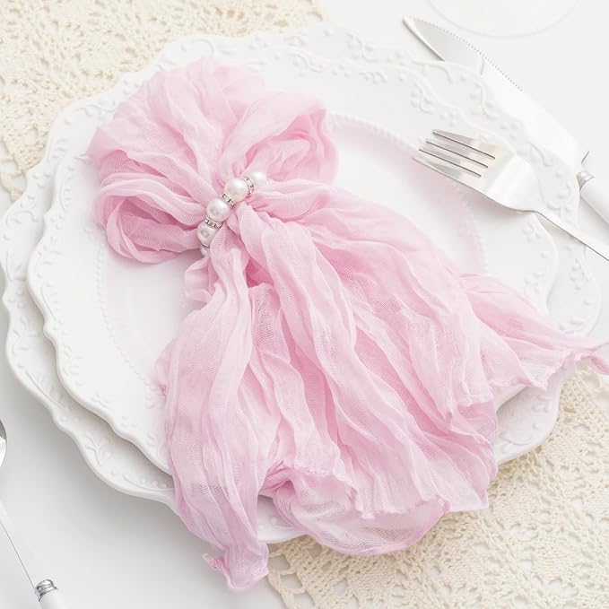 100 Pack Light Pink Cloth Napkins 21x21 Inches Light Pink Cheesecloth Napkins Set of 100 Washable Dinner Table Napkins for Wedding Summer Bridal Baby Shower Rustic Boho Cotton Gauze Party Table Decor
