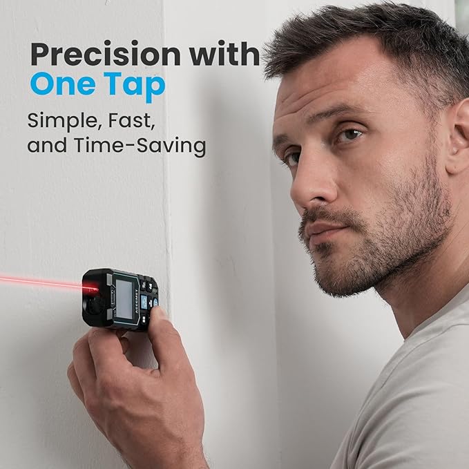 ACEGMET Laser Measure, 393ft/120m Laser Measurement Tool, Laser Measuring Tool with 2 Bubble Levels, LCD Backlit Display, IP54 Waterproof, Pythagorean Mode for Distance, Area, Volume