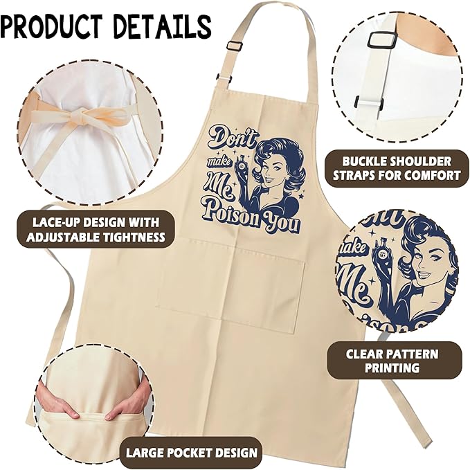 Funny Aprons for Women - Baking Gift for Women, Mothers Day Christmas Birthday Gifts, Perfect for Cooking, Bartending