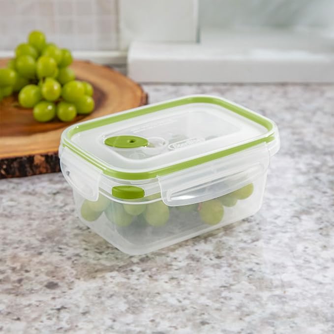 Sterilite Ultra-Seal 4.5 Cup Rectangle, Airtight Food Storage Container, Latching Lid, Microwave and Dishwasher Safe, Clear With Green Gasket, 24-Pack