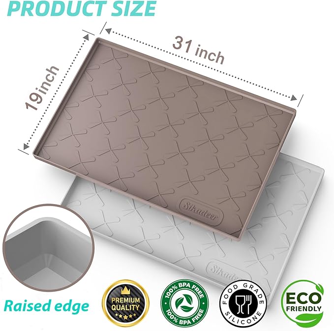 SIKADEER 31" x 19" Under Sink Mat Waterproof, Silicone Mat Kitchen Drawer Shelf and Cabinet Liner, Sink Protector for Kitchen Organizers and Storage, Boot Tray Pet Food Mats