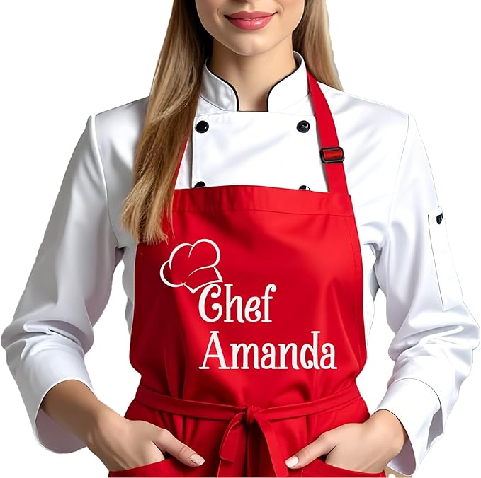Chef Apron with Custom Name, Personalized Gifts for Men, Gifts for Women, Aprons for Women with Pockets, Valentines Day Gifts, Father's Day Gifts, Christmas Gifts, Anniversary, Mother's Day Gifts