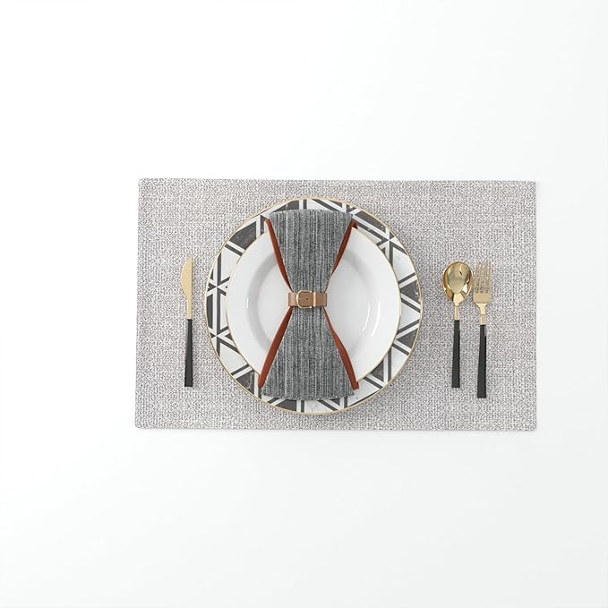 Set of 4,Soft Handmade Faux Linen 2 Side Place Mats Heat Resistant Dining Table Place Mats Kitchen Table Mats 12 x 18 Beige