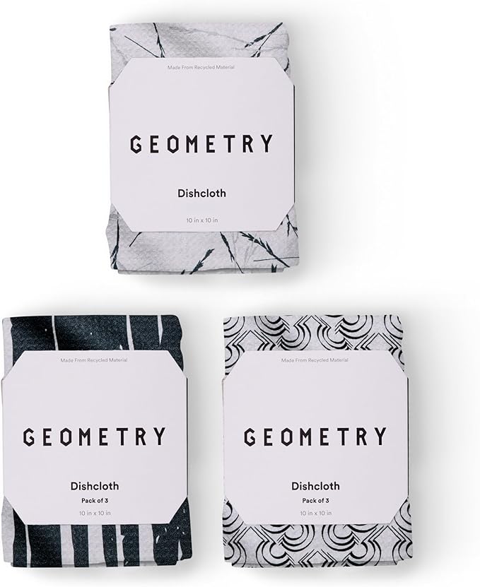GEOMETRY Kitchen Dish Cloths - Quick Dry Dishcloths for Kitchen - Premium Dish Rags with Geoweave - 3-Pack Set Night Reeds