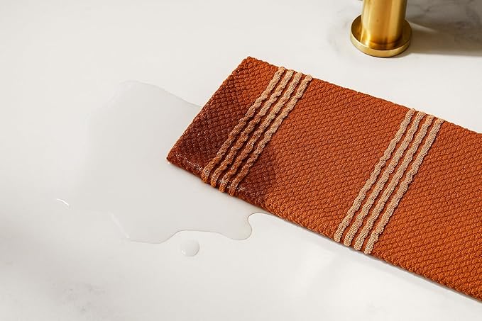 Serafina Home Terracotta Orange Rust Kitchen Hand Dish Towels: Oversized 18" x 28",100% Cotton Soft Absorbent Dish Cloths for Cleaning Drying, Set of 3 Multipurpose for Everyday Use