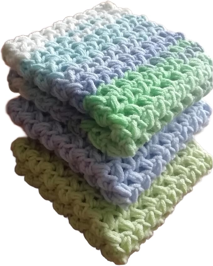 Set 3 Cotton Pastel Dish Rags Crochet Reusable Washcloth Knitted Volume Kitchen Dish Cloth Absorbente Widely Use