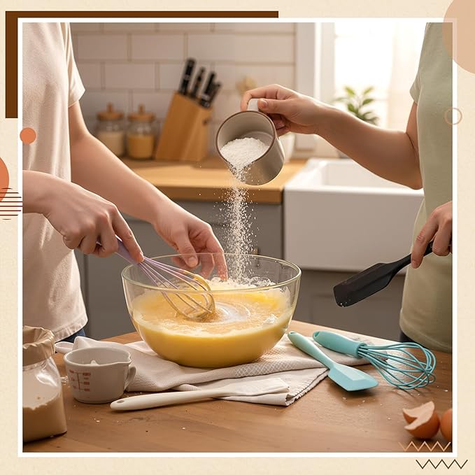 Baderke 20 Pcs Silicone Cooking Utensils 8.34 Inch Mini Spatula Silicone 6 Inch Mini Whisks for Cooking Kitchen Use Utensils for Baking Mixing Party Favor Gift