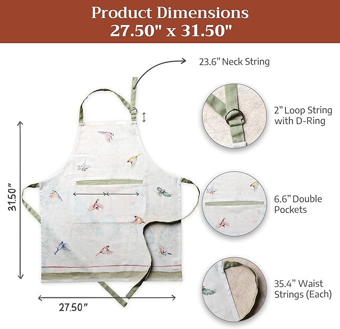 Maison d' Hermine 100% Cotton Apron for women with Pocket Kitchen Chef Apron for Men Cooking Mothers Day Gifts