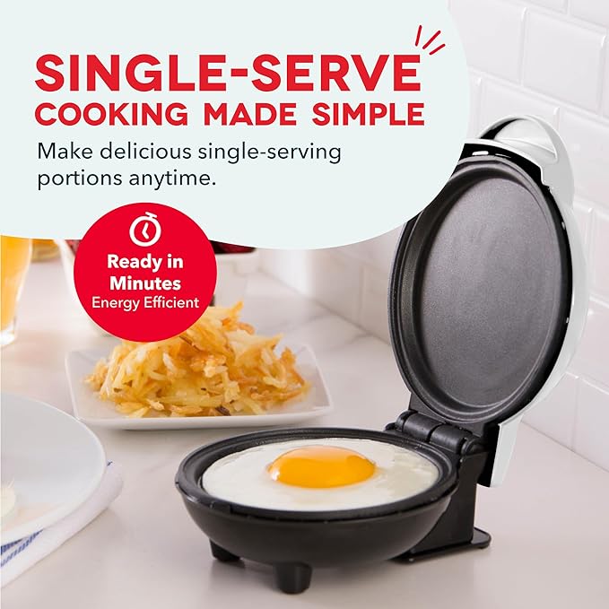 Dash Dash Mini Maker Griddle - Compact Breakfast and Pancake Maker for Small-Space Cooking - Nonstick Plate - Easy Clean - Quick Breakfast Appliance - White