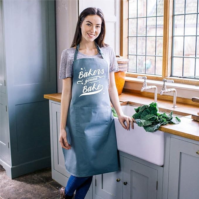 Funny Baking Aprons for Women Men, Cute Baking Gifts for Bakers, Kitchen Cooking Apron with 2 Pockets, Birthday Mothers Day Apron Gift for Mom Wife Husband Dad Son Sister Daughter