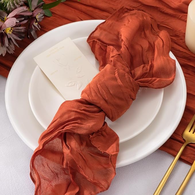 20 Pack Terracotta Cheesecloth Napkins Washable Spring Summer Cloth Napkins Set of 20 Bulk 21x21 Inches for Dinner Wedding Baby Bridal Shower Birthday Party Table Decor