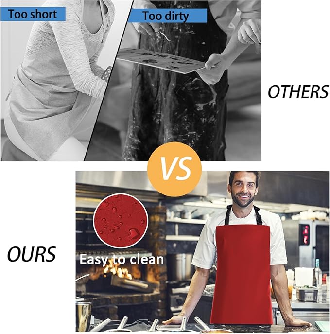 Homsolver 2 Pack Waterproof Rubber Aprons, Heavy Duty Butcher for Men, Chemical Vinyl Plastic Aprons for Dishwashing