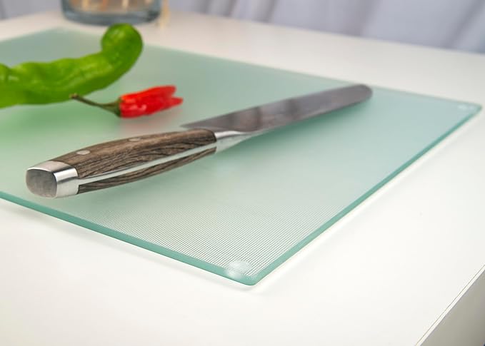 Kitchenville Glass Cutting Board 16"x12": Tempered Glass Kitchen Counter Protector - Durable- Scratch-Resistant, Heat-Proof - Design 6 - Woven Textured Design