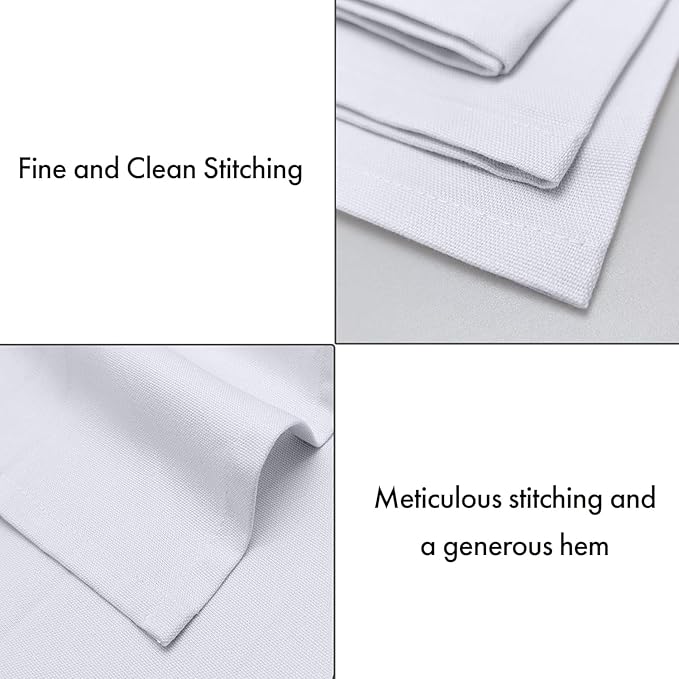Ruvanti Cloth Napkins Set of 12, 100% Cotton High GSM 18x18 Inches Soft, Washable, Highly Durable & Absorbent, Perfect for Parties, Christmas, Thanksgiving Dinners – White