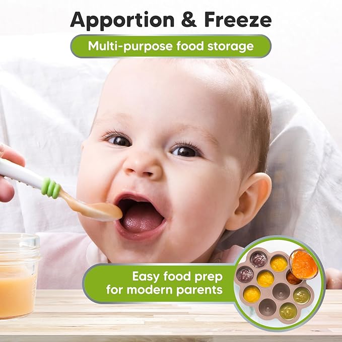 KeaBabies Silicone Food Freezer Trays with Lid, 2oz x 10 Pods Baby Food Storage Containers, Easy Puree Meal Prep, Breast Milk Silicone Freezer Molds, Dishwasher, Microwave Safe, BPA-Free Tray (Dusk)