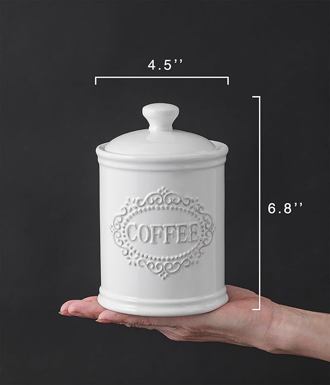 Relief Vine Ceramic Canisters Sets For The Kitchen For Countertop Set of 3 Airtight Coffee Canisters For Ground Coffee Sugar Container Storage Jars With Lids Farmhouse Decor Tea caddies
