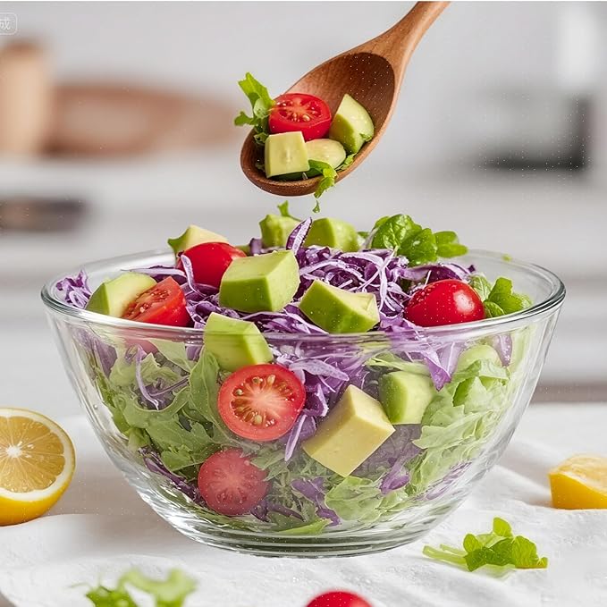 5 Quart Deep Big Glass Bowl with Lid,10 Inch Large Glass Mixing Bowl for Sourdough Bread Kitchen Salad Bread Storage, For Prepping, Marinating & Brining Kimch (clear)