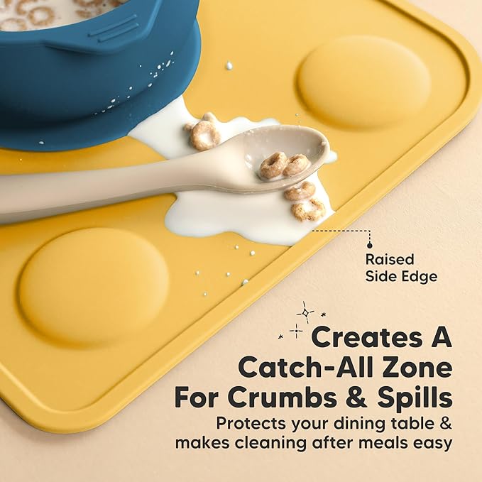 KeaBabies 2pk Silicone Placemats for Toddlers, Kids - 12x9 Non Slip Suction Baby Silicone Placemat for Restaurants, Dining Table,Travel, Easy to Clean,Food Grade/BPA-Free,Small Baby Table Mat(Valiant)