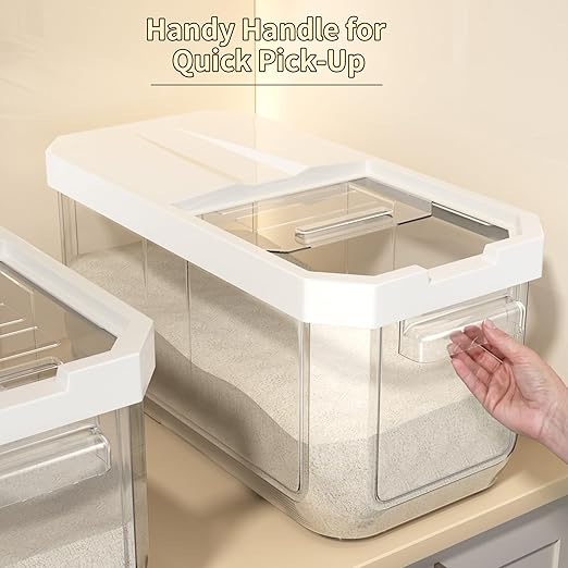 Cetomo 12L*2 Plastic Grains Storage Container, Storage Boxes for Cereal, Rice, Pasta, Beans, Soybean, Storage Containers for Home Kitchen, 12L / 9KG (2 Pack)
