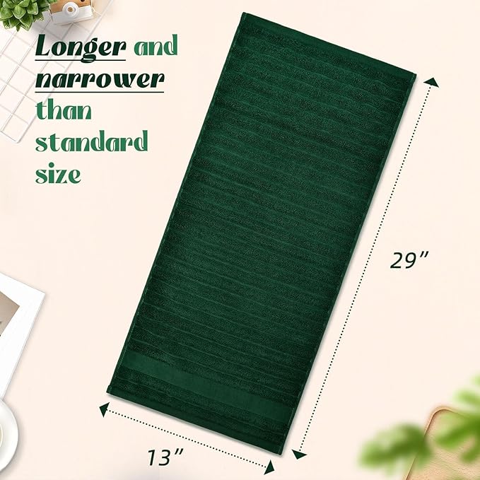 Jacquotha 4-Pack Hand Towels (Forest Green) Ribbed – Kitchen & Bathroom Premium Cotton Towels 13” x 29”, Soft and Quick Drying 470 GSM