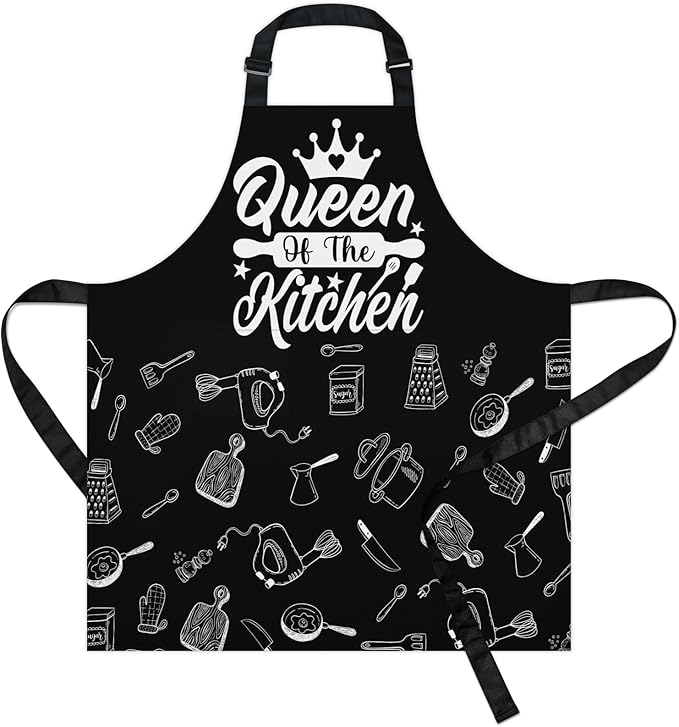 Apron with Pockets for Woman - Adjustable Kitchen Cooking Apron Chef Apron for Grilling BBQ Baking