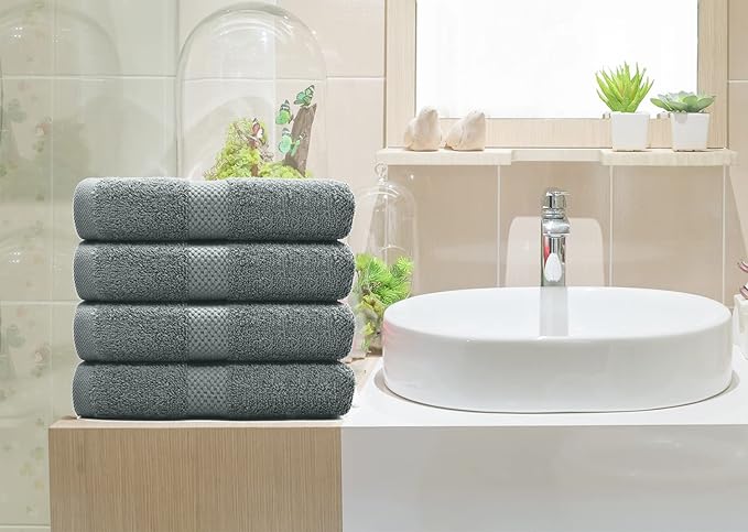 DAN RIVER 6-Pack Premium Hand Towels (16x28 Inches) - 100% Cotton, Ultra Soft, Lightweight, Highly Absorbent Towels for Bathroom, Spa, Gym, Salon, Hotel, and Travel – Gray