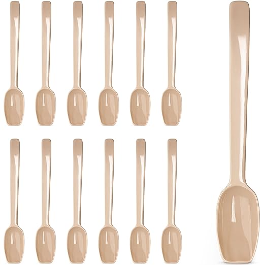 Carlisle FoodService Products Plastic Solid Spoon, 9 Inches, Beige, (Pack of 12)