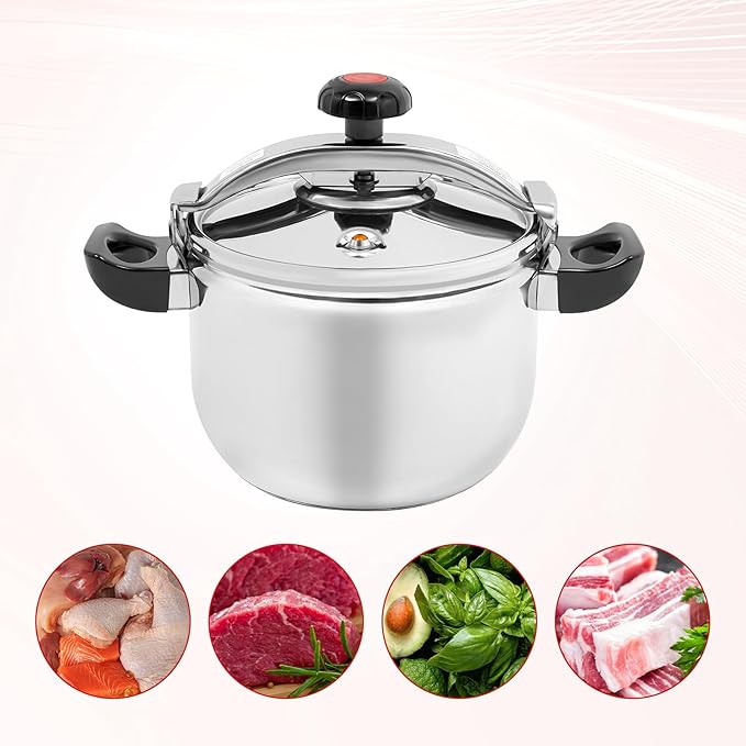 11.62 Qt Pressure Cooker, Stainless Steel Large Capacity Pressure Canner with Double Valves, Clamp On Type Commercial Pressure Stewing Pot for Hotels, Restaurants, Family (11.62 Qt)