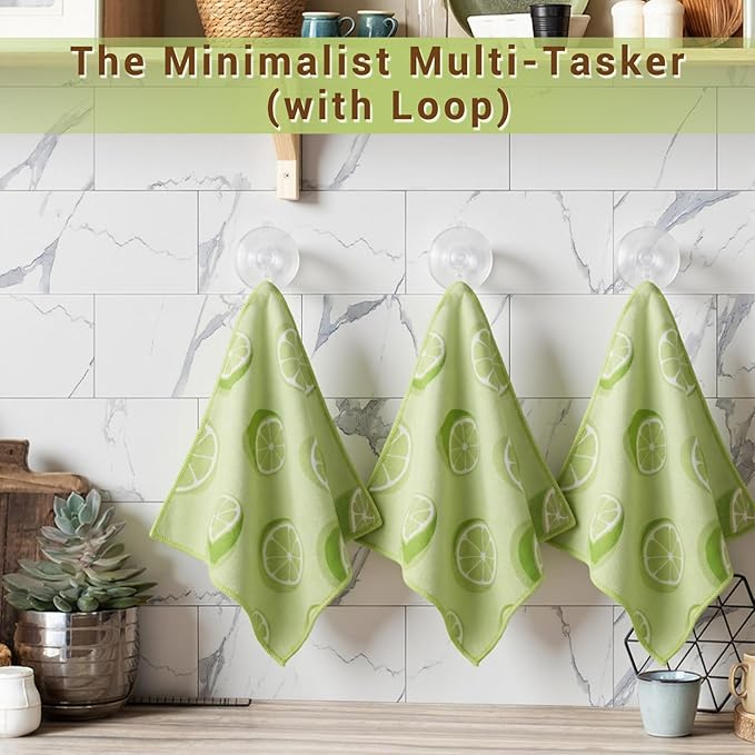 YUA Microfiber Cleaning Cloth 12 Pack,Microfiber Towels Cleaning,Microfiber Towels for Cars,Absorbent Dish Washing Cloth,Reusable Cleaning Cloths Lint Free (Green Lemon‌)