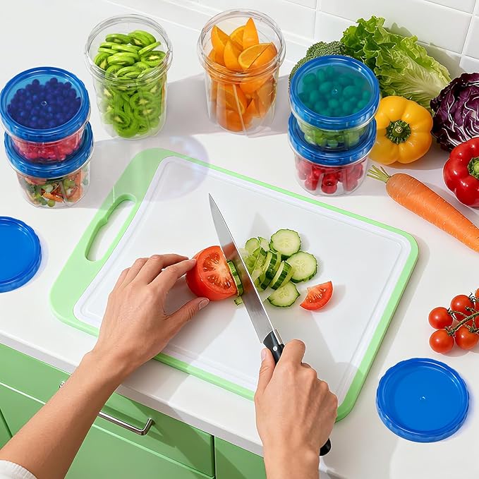 BiuLeon 12 Pack-34oz Freezer Storage Containers, Plastic Food Storage Containers with Twist Top Lids, BPA Free and Reusable Soup Containers with Lids, Leakproof/Microwave/Dishwasher Safe