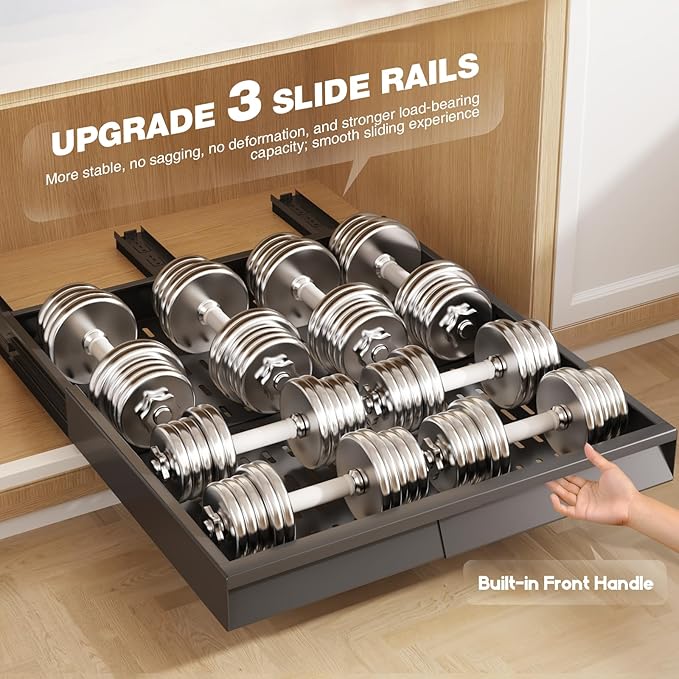 Seinloes 4 Pack Pull Out Cabinet Organizer With Raising Pad for Framed Cabinets,Expandable Width (13"-21") and Depth (17"-24"),3 Slide Rails Slide Out Drawers with Handle,No-Drill Roll Out Shelf,Black