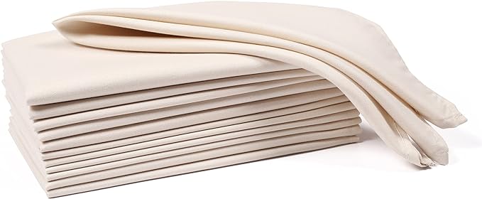 Hemmed Edge Cloth Dinner Napkins Set of 12 18x18 Inch - Almond Beige, Soft Spring Basket Décor Dinning Table Linen Napkin Ideal for Kitchen, Easter, Wedding | Decorative Washable Banquet Event Napkin