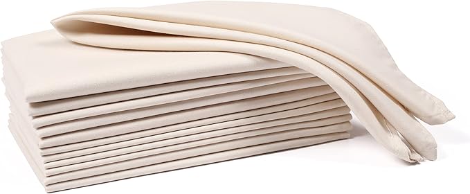 Hemmed Edge Cloth Dinner Napkins Set of 4 18x18 Inches - Almond Beige, Soft Spring Basket Décor Dinning Table Linen Napkin Ideal for Kitchen, Easter, Wedding | Decorative Washable Banquet Event Napkin