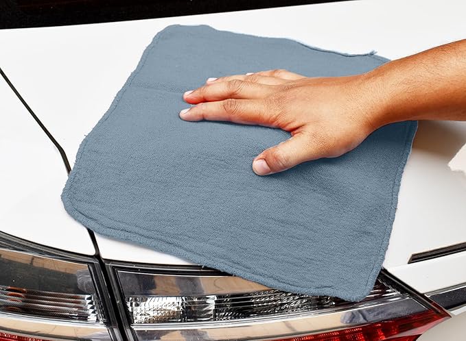 DAN RIVER Shop Towels, 50 Pack Commercial Use Medium Blue Terry Cloth Rags for Cleaning Cars & Household Surfaces – Well Absorbent, Reusable Cleaning Rags & Wash Clothes – Washable Towels