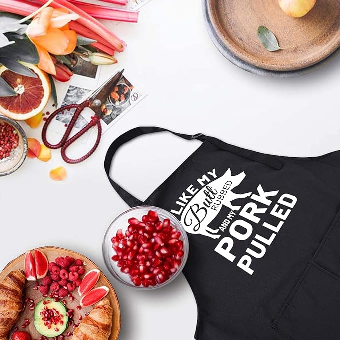 ZOORON Funny Cooking Chef Apron with Pockets BBQ Kitchen Work Aprons Birthday Father’s Day Grilling Gifts for Dad, Husband