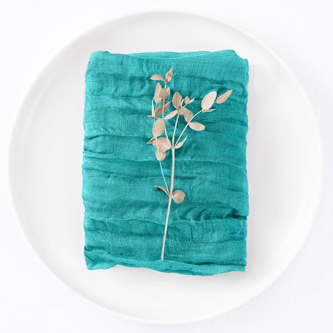 DeZerlor 20 Pack Teal Green Cheesecloth Napkins Spring Cloth Napkins Set of 20 Turquoise Dinner Napkins Bulk 21x21 Inches for Wedding Bridal Shower Baby Shower Parties