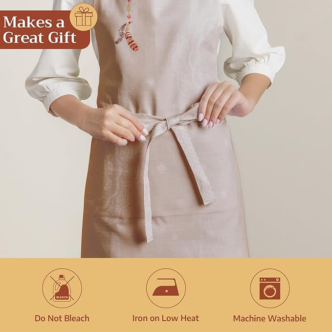 Maison d' Hermine 100% Cotton Apron for women with Pocket Kitchen Chef Apron for Men Cooking Mothers Day Gifts