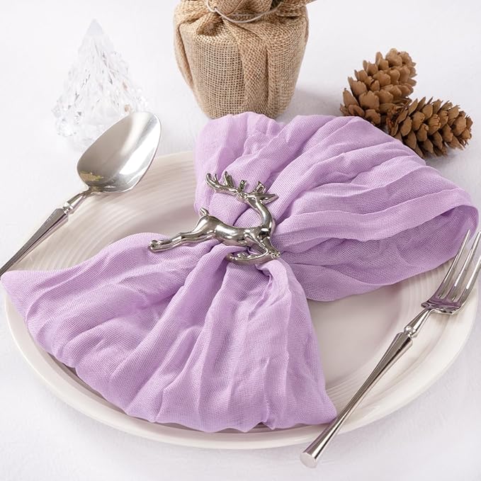 MLMC 24 Pack Lilac Purple Cheesecloth Napkins Boho Rustic Gauze Lavender Cloth Napkins Washable 21"x21" for Wedding Baby Shower Birthday Anniversary Dinner Decor