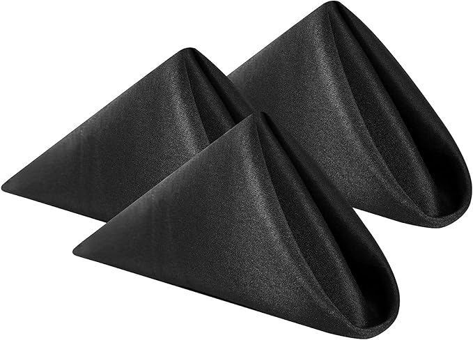 Cloth Napkins 20x20 inch Washable Polyester Dinner Napkins Soft Table Napkins for Wedding Party Dining Banquet(Black,25PCS)