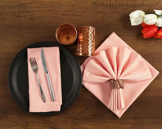 NATURALCRAFT Cloth Napkins Set of 12 Cotton Linen18x18 in Washable Napkins Cloth - Soft Durable Easter - Ideal for Hotel Farmhouse Party Wedding Dinner Spring Everyday Use Peach