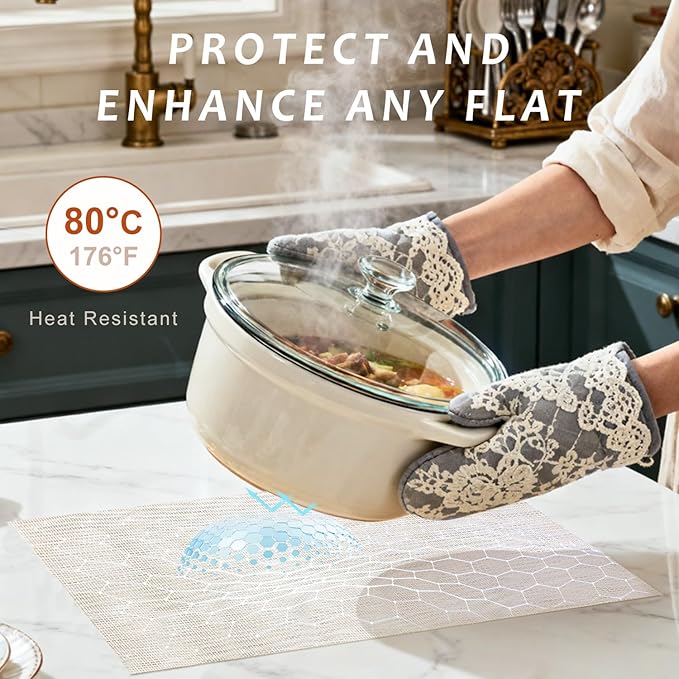 Durable Vinyl Placemats Set of 8, Non-Slip for Dining Table Mat, Heat Resistant Place Mats, Washable Anti-Slip PVC Easy to Clean Wipeable Premium Plastic Mats for Kitchen Beige