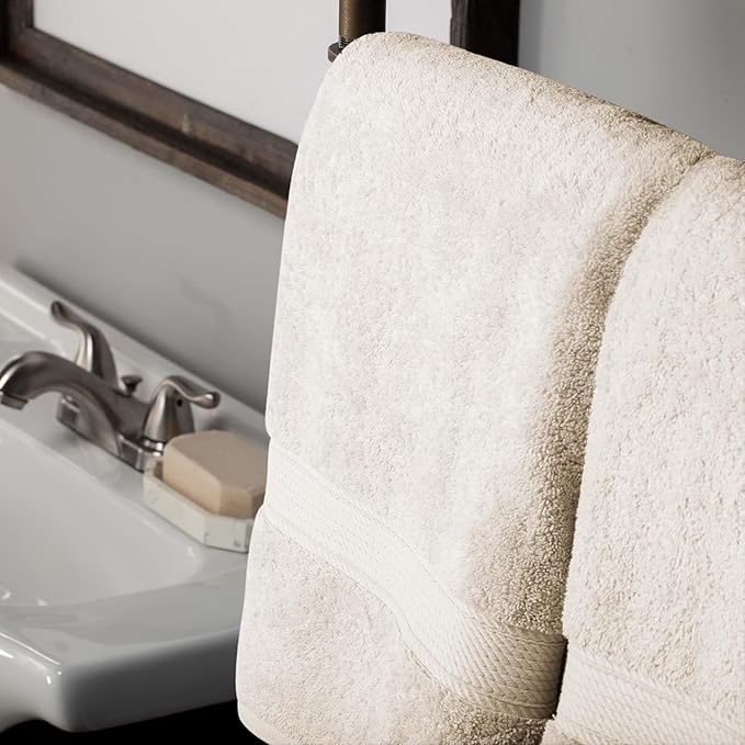 SUPERIOR Egyptian Cotton Pile 10 Piece Towel Set, Includes 2 Bath, 4 Hand, 4 Face Towels/Washcloths, Ultra Soft Luxury Towels, Thick Plush Essentials, Guest Bath, Spa, Hotel Bathroom, Cream